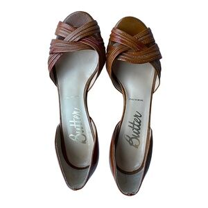 Vintage Italian Brown Leather Strappy Heels – Quiet Luxury Style size 7.5